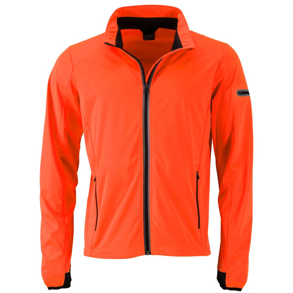 James & Nicholson Pánská sportovní softshellová bunda JN1126 - Jasně oranžová / černá | L