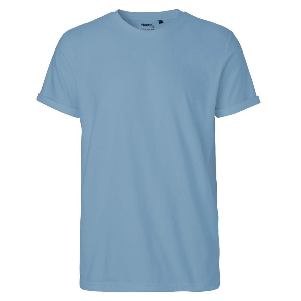 Neutral Pánské tričko s ohrnutými rukávy z organické Fairtrade bavlny - Dusty indigo | XL