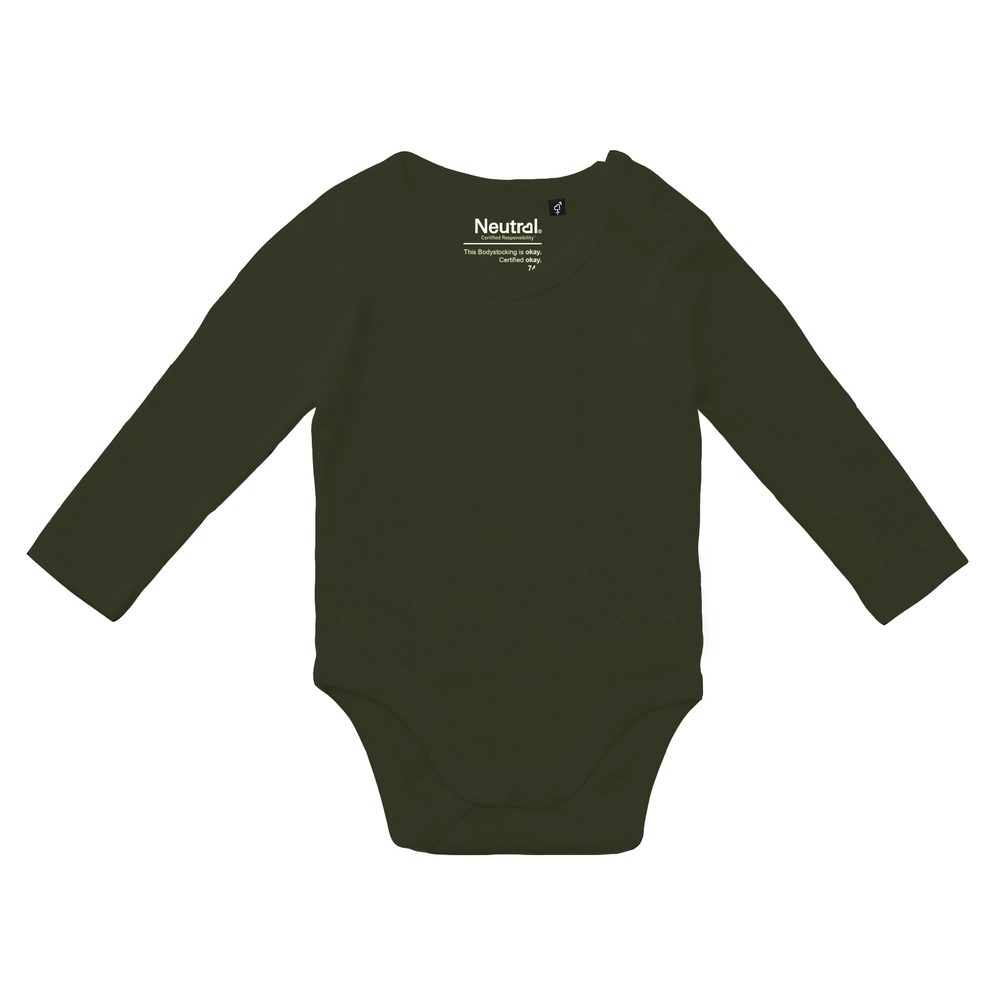 Neutral Dětské body s dlouhým rukávem z organické Fairtrade bavlny - Military | 86