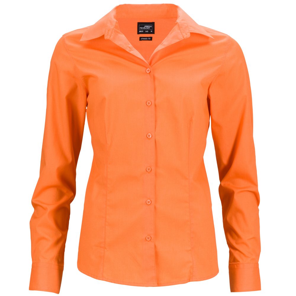 James & Nicholson Dámska košeľa s dlhým rukávom JN641 - Oranžová | M
