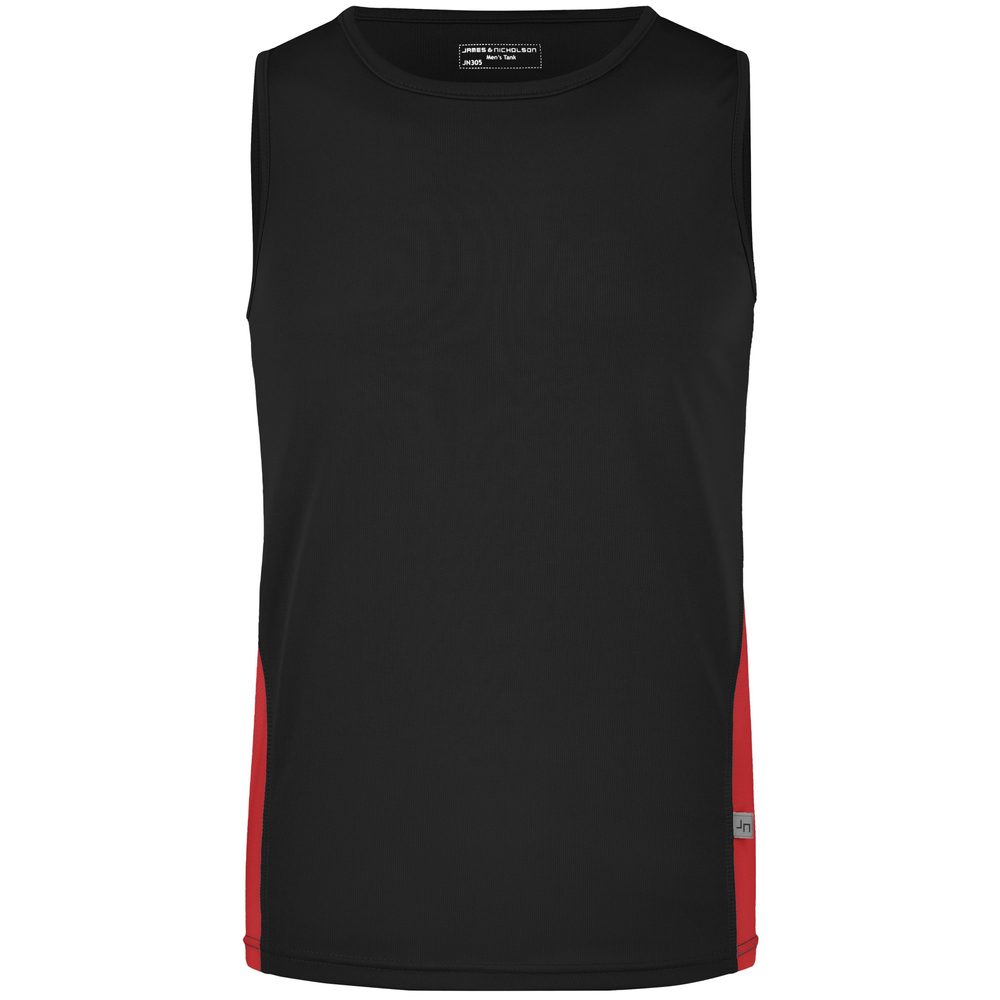 James & Nicholson Pánské sportovní tričko bez rukávů JN305 - Černá / červená | XXL