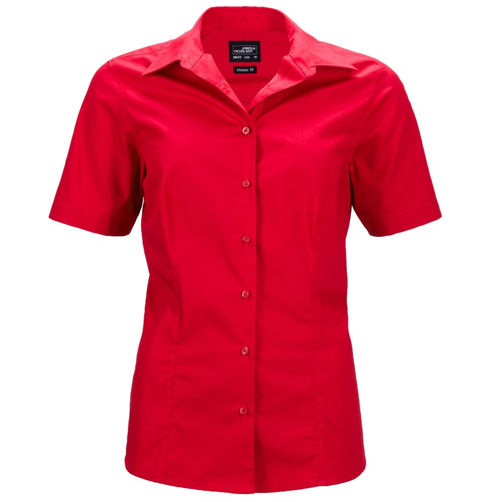 James & Nicholson Dámska košeľa s krátkym rukávom JN643 - Červená | L