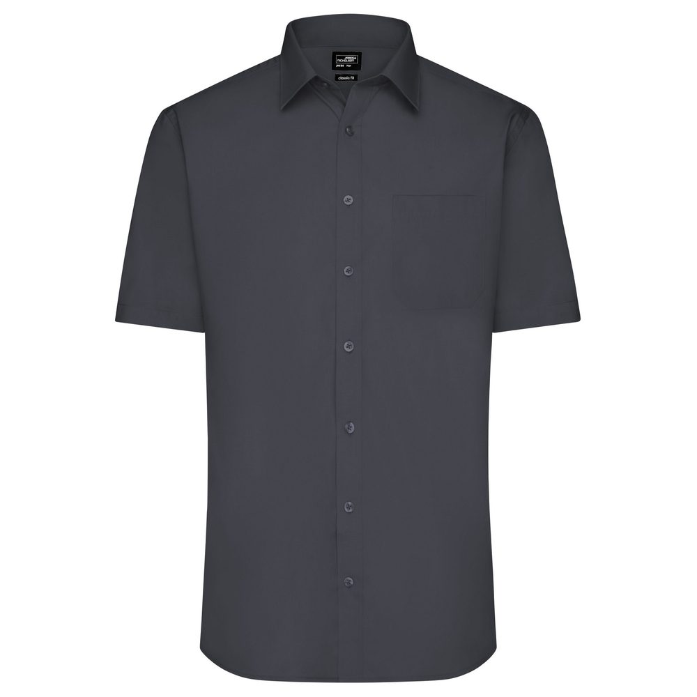 James & Nicholson Pánská košile s krátkým rukávem JN680 - Tmavě šedá | XL
