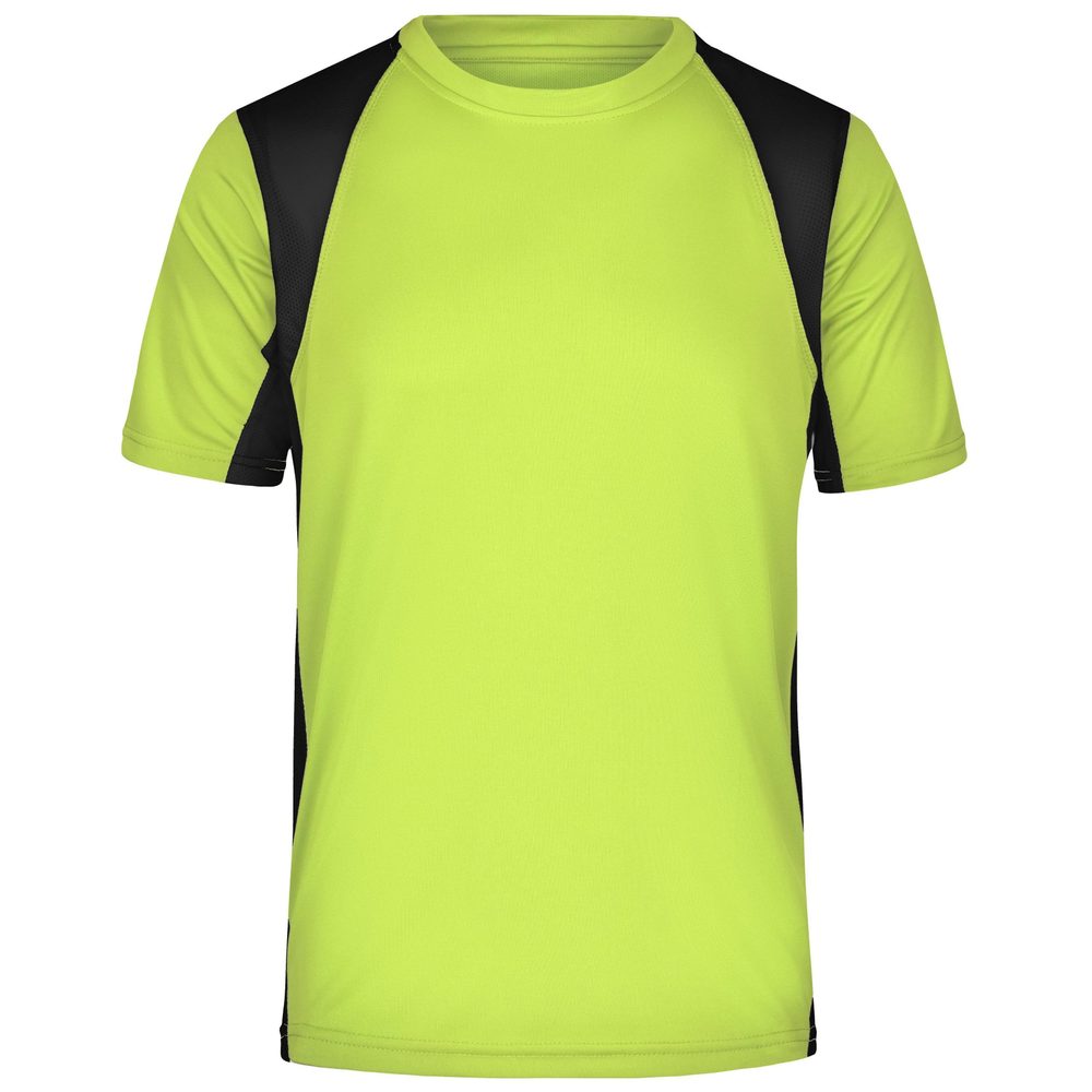 James & Nicholson Pánské sportovní tričko s krátkým rukávem JN306 - Fluorescenční žlutá / černá | M