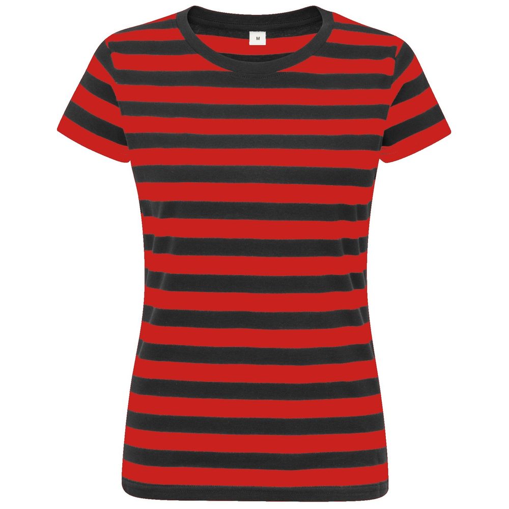 Mantis Dámské pruhované tričko - Černá / červená | L