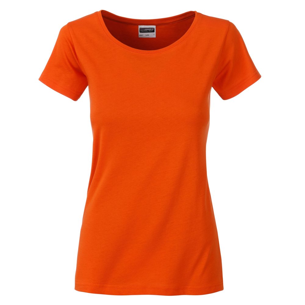 James & Nicholson Klasické dámské tričko z biobavlny 8007 - Tmavě oranžová | S