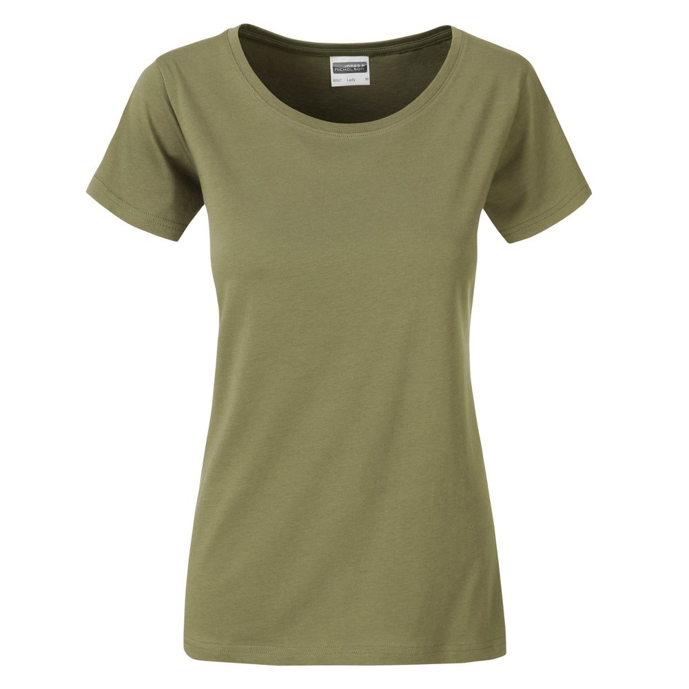 James & Nicholson Klasické dámské tričko z biobavlny 8007 - Khaki | XL