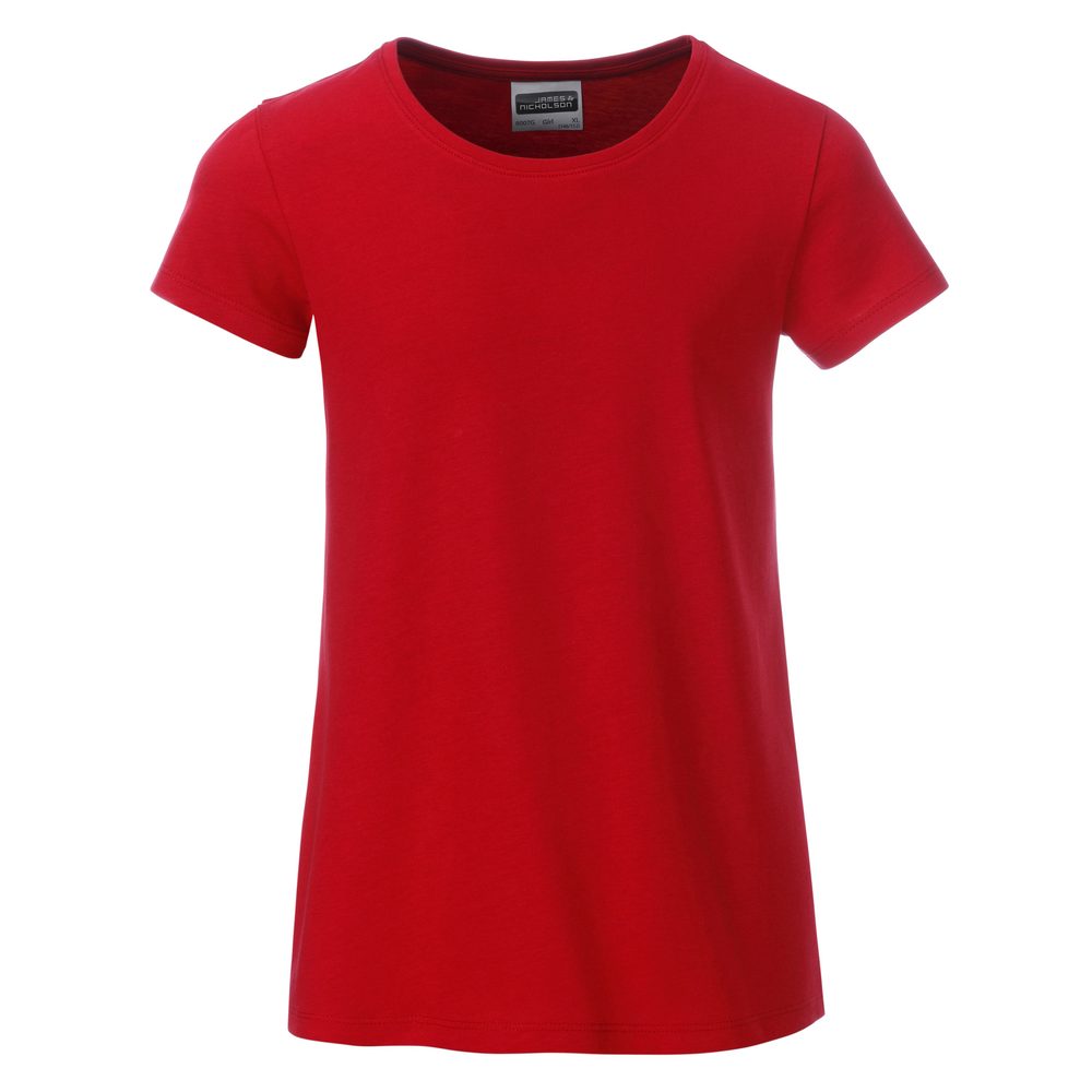 James & Nicholson Klasické dívčí tričko z biobavlny 8007G - Červená | XXL