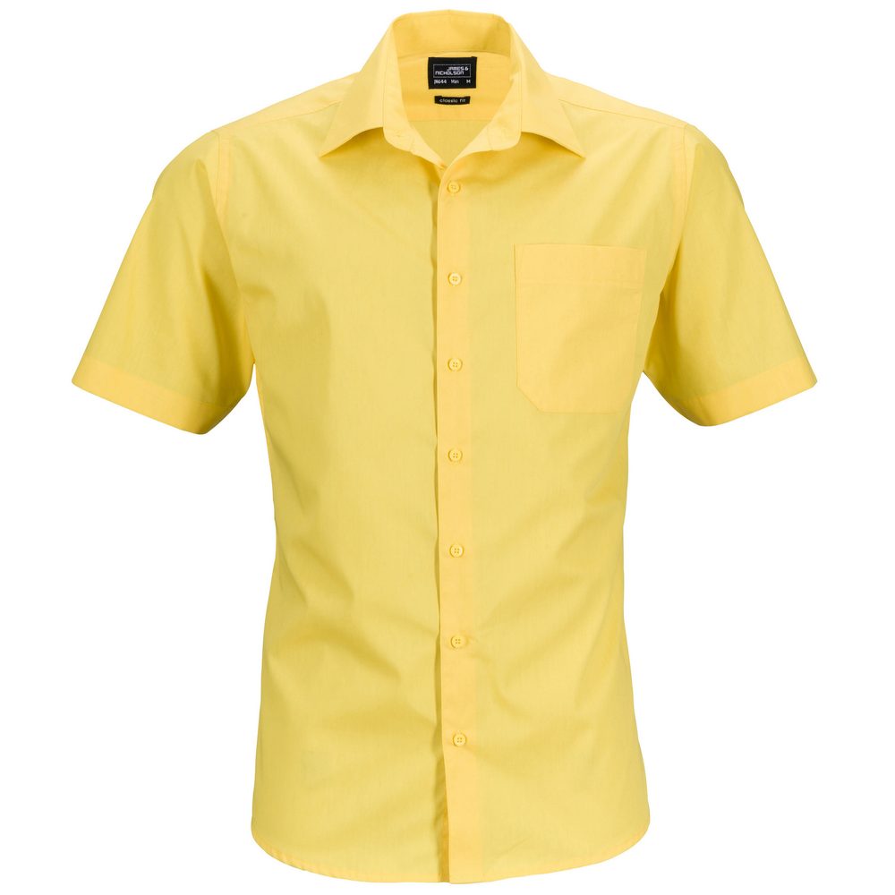 James & Nicholson Pánská košile s krátkým rukávem JN644 - Žlutá | XXXXXL