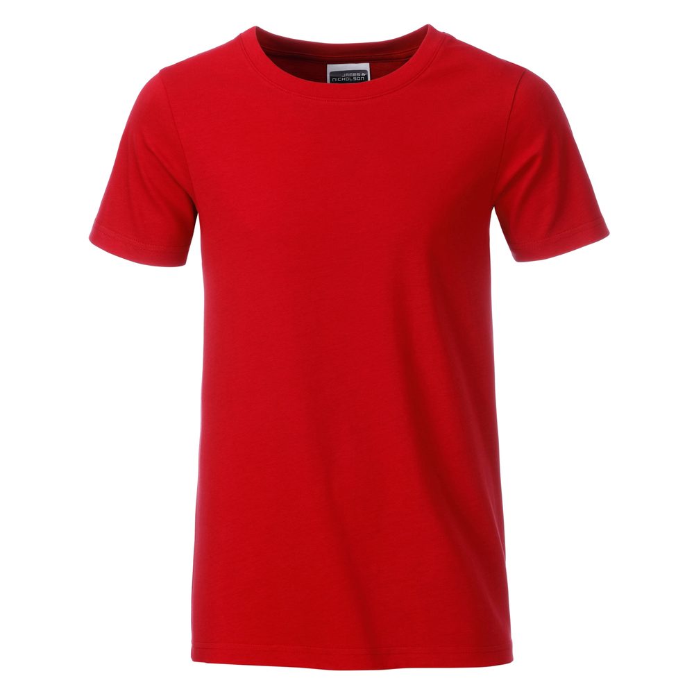 James & Nicholson Klasické chlapecké tričko z biobavlny 8008B - Červená | S