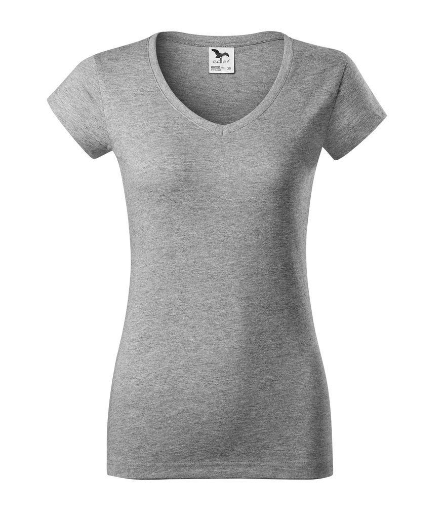 MALFINI Dámské tričko Fit V-neck - Tmavě šedý melír | XS