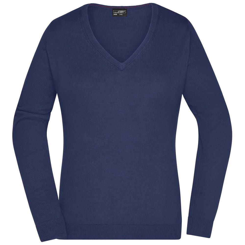 James & Nicholson Dámský bavlněný svetr JN658 - Tmavě modrá | XL