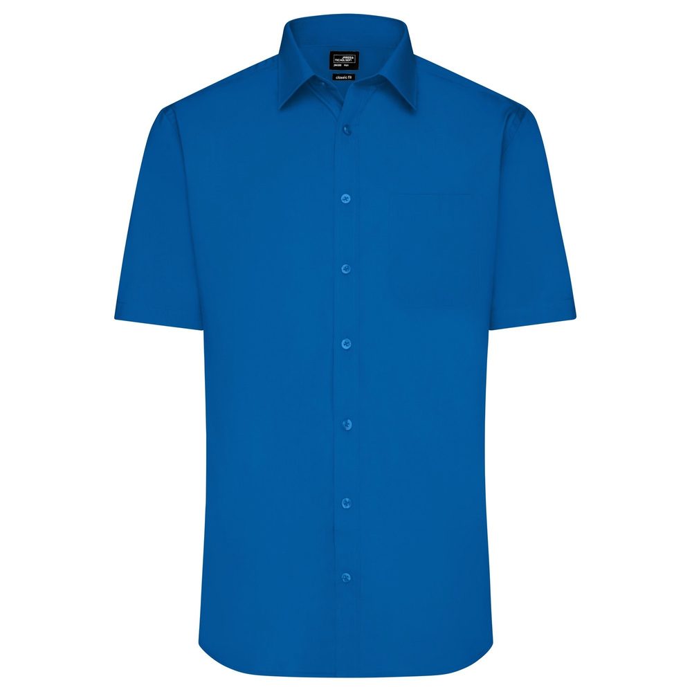 James & Nicholson Pánská košile s krátkým rukávem JN680 - Královská modrá | XXL