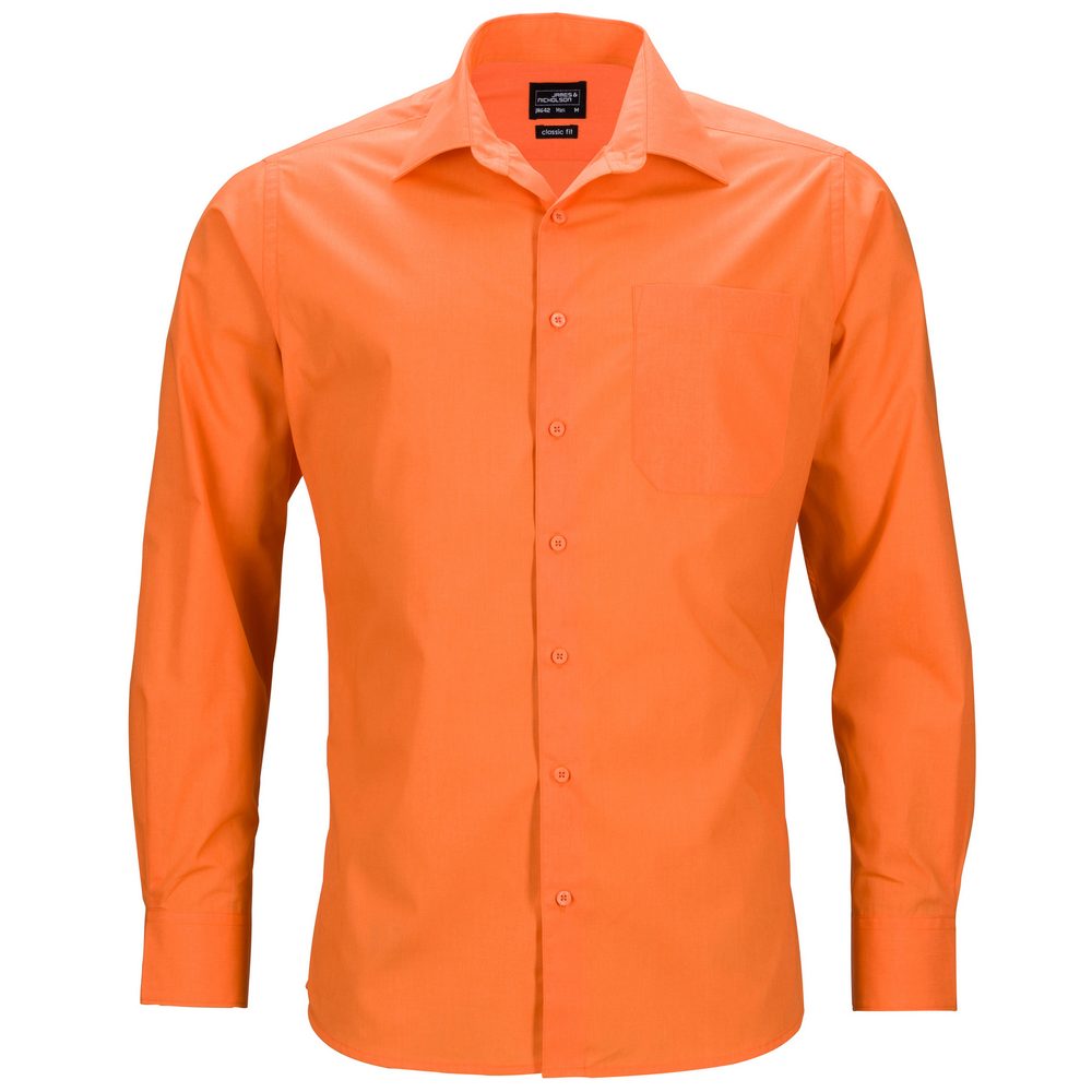 James & Nicholson Pánská košile s dlouhým rukávem JN642 - Oranžová | M