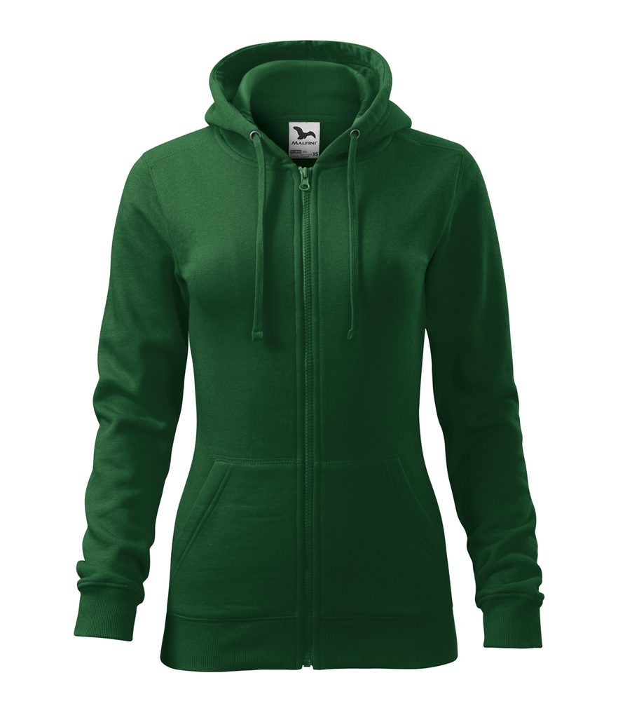 MALFINI Dámska mikina Trendy Zipper - Fľaškovo zelená | M