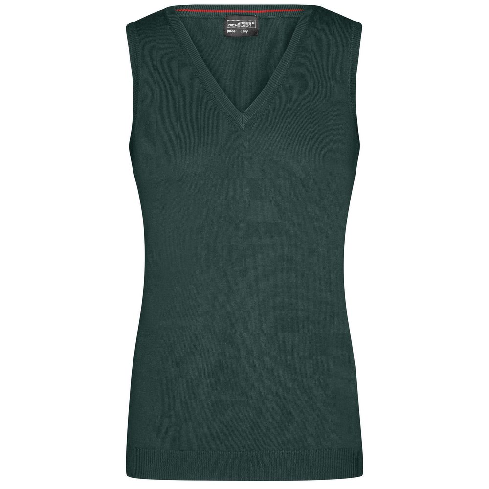 James & Nicholson Dámský svetr bez rukávů JN656 - Lesní zelená | XXL