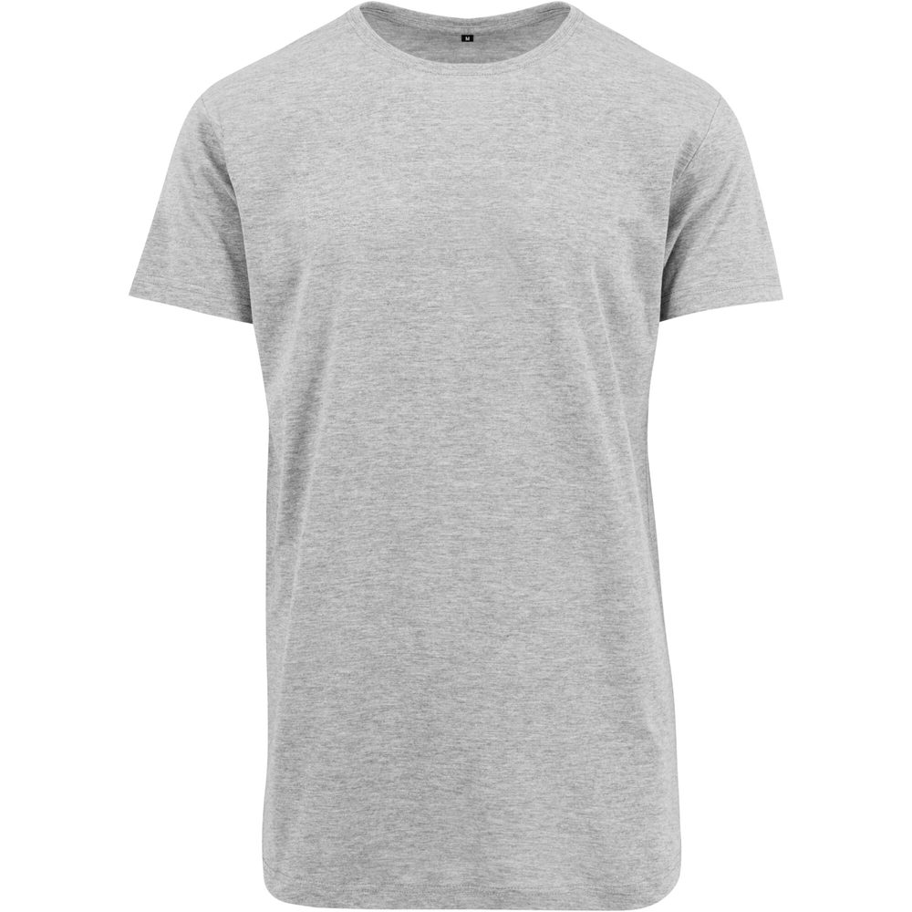 Build Your Brand Pánské tričko prodloužené délky - Šedý melír | XS