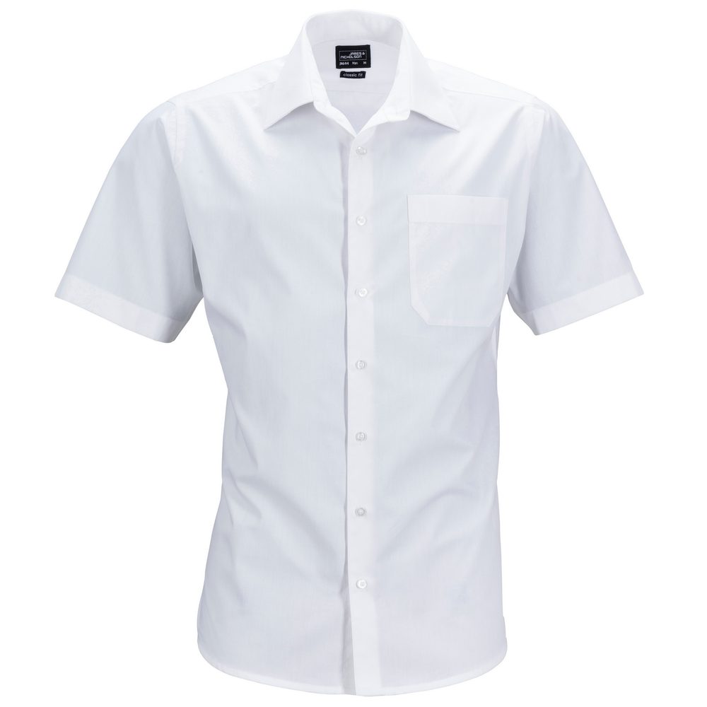 James & Nicholson Pánská košile s krátkým rukávem JN644 - Bílá | XL