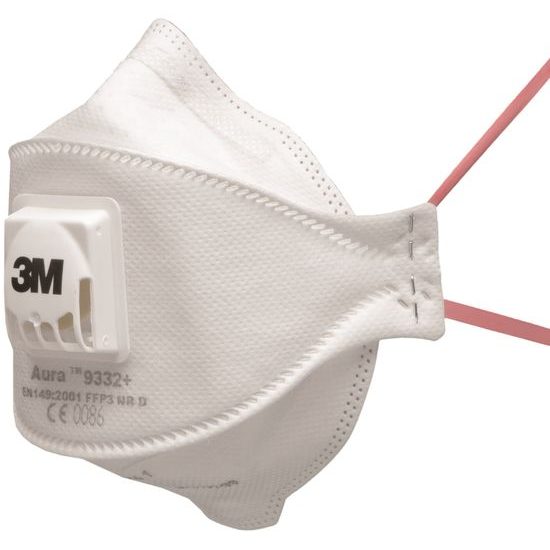 RESPIRÁTOR 3M AURA 9332+ BÍLÁ / ČERVENÁ - RESPIRÁTORY 3M - PRACOVNÍ ODĚVY