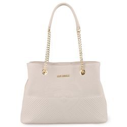 LOVE MOSCHINO, DÁMSKÁ SHOPPER KABELKA TWISTED BÉŽOVÁ - KABELKY PŘES RAMENO