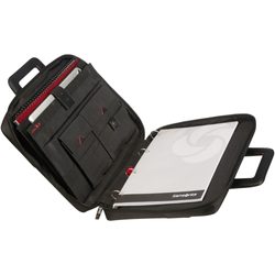 Uvnitř je k dispozici pořadač na dokumenty formátu A4, úchyt na psací potřeby, přihrádka na tablet nebo malý notebook a praktické přihrádky pro organizaci dokumentů a vizitek. Uvnitř je k dispozici pořadač na dokumenty formátu A4, úchyt na psací potřeby, přihrádka na tablet nebo malý notebook a praktické přihrádky pro organizaci dokumentů a vizitek.