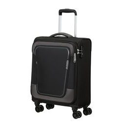 Príručný rozšíriteľný textilný cestovný kufor Pulsonic od značky American Tourister na štyroch kolieskach vybavený TSA zámkom v hravom modernom dizajne. Príručný rozšíriteľný textilný cestovný kufor Pulsonic od značky American Tourister na štyroch kolieskach vybavený TSA zámkom v hravom modernom dizajne.