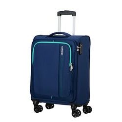 Pohodlný a moderní palubní kufr na čtyřech kolečkách od značky American Tourister z řady Sea Seeker vybavený TSA zámkem.