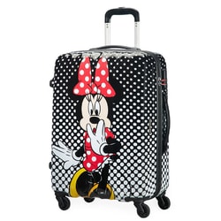 Stredne veľký kufor z kolekcie Disney Legends od značky American Tourister s motívom myšky Minnie je vhodný na týždenný pobyt.