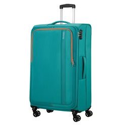 Pohodlný veľký textilný kufor na štyroch kolieskach od značky American Tourister z radu Sea Seeker vybavený TSA zámkom.