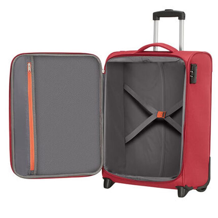 Hlavní úložný prostor je vybaven fixačními popruhy ve spodní části a zipovou kapsou ve víku. AMERICAN TOURISTER, HLAVNÍ ÚLOŽNÝ PROSTOR JE VYBAVEN FIXAČNÍMI POPRUHY VE SPODNÍ ČÁSTI A ZIPOVOU KAPSOU VE VÍKU. - PŘÍRUČNÍ ZAVAZADLA - CESTOVNÍ KUFRY A TAŠKY