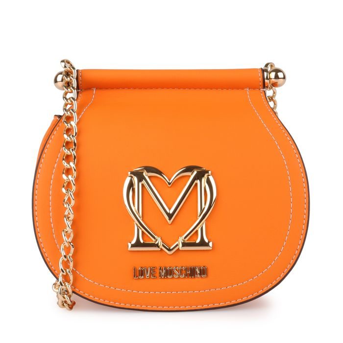 LOVE MOSCHINO, MINI GEANTĂ CROSSBODY DAMĂ SUPER GOLD PORTOCALIU - GENȚI CROSSBODY - GENȚI