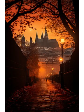 Obraz na stenu - Pražský hrad vo večernom šere
