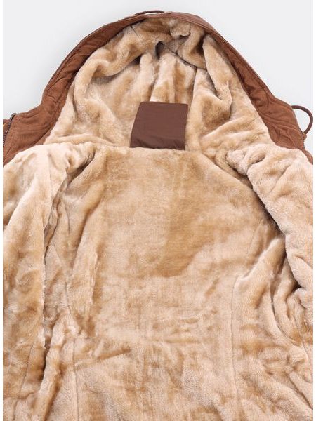 Dámská zimní bunda s kožešinovou podšívkou hnědá