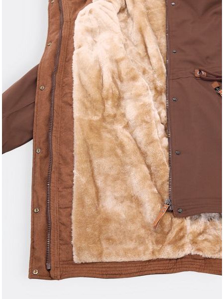 Dámská zimní bunda s kožešinovou podšívkou hnědá
