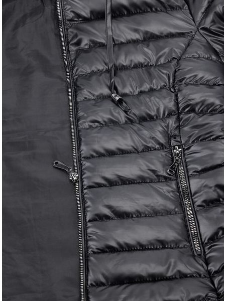 Dámska lesklá prešívaná bunda čierna