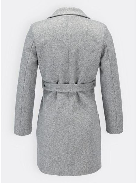 Dámský kabát s páskem šedý