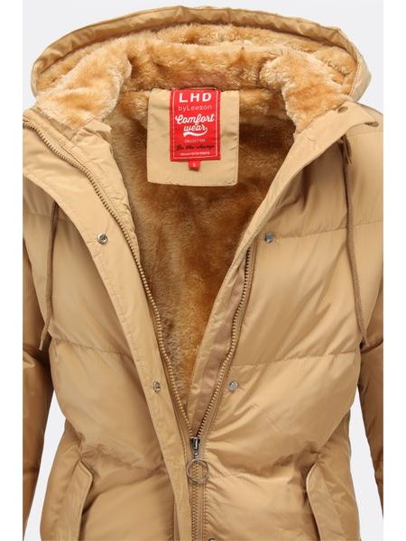 Dámska zimná bunda s kožušinovou podšívkou béžová