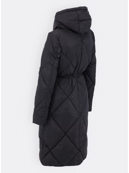 Dámská dlouhá prošívaná bunda s kapucí černá