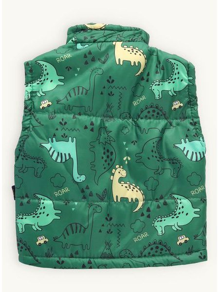 Dětská prošívaná vesta DINOSAURY zelená