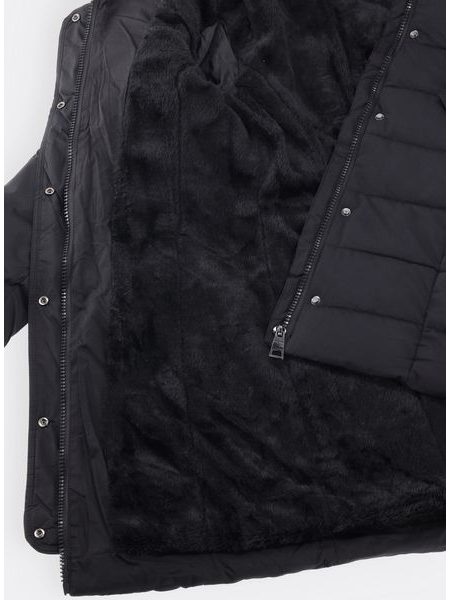 Dámska prešívaná zimná bunda s opaskom čierna