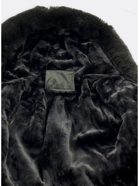 Dámská zimní bunda s kožešinou khaki