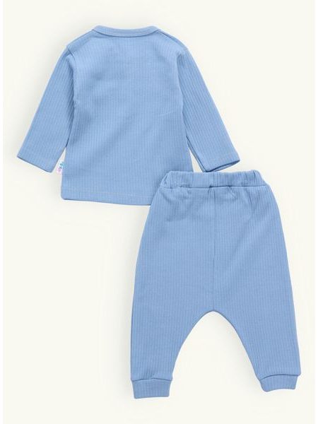 Dětské žebrované pyžamo světle modré