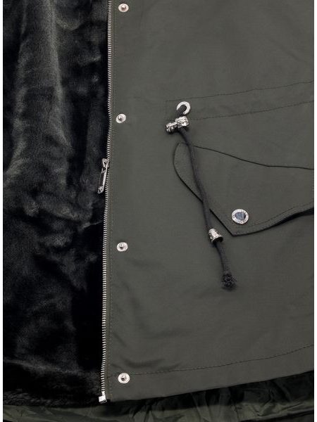 Dámska zimná bunda s kožušinou khaki