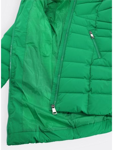 Dámská prošívaná zimní bunda s kapucí zelená