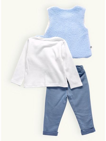 Dětská tepláková souprava s plyšovou vestou modro-bílá