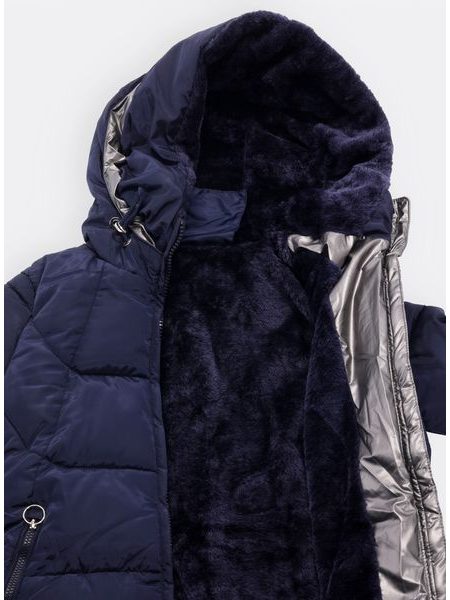 Dámska prešívaná zimná bunda tmavomodrá