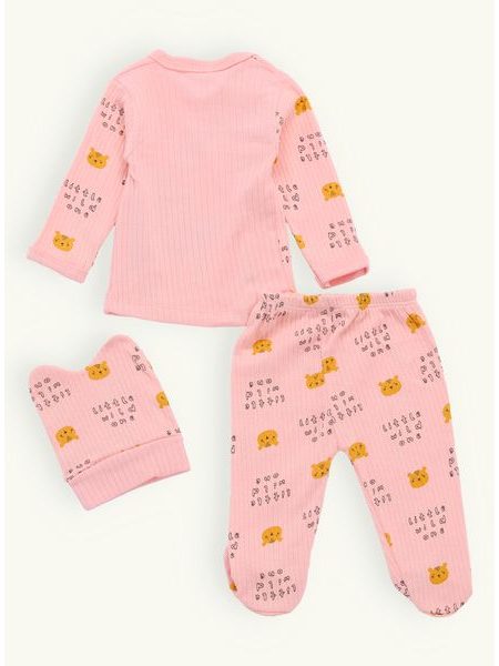 Dětské žebrované pyžamo TIGRIK pudrové