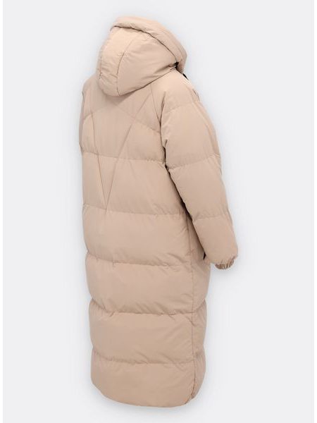 Dámska dlhá zimná bunda s kapucňou béžová