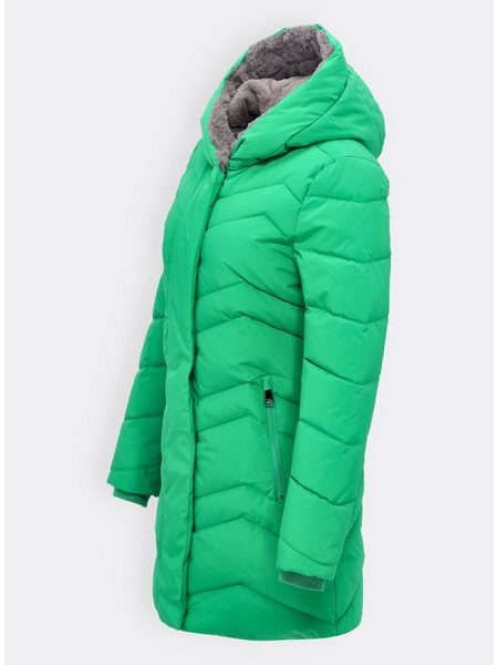 Dámská prošívaná bunda s kapucí zelená