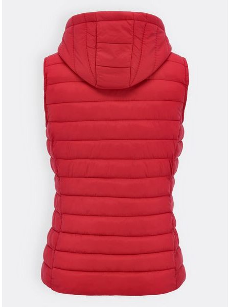 Dámská prošívaná vesta s kapucí červená